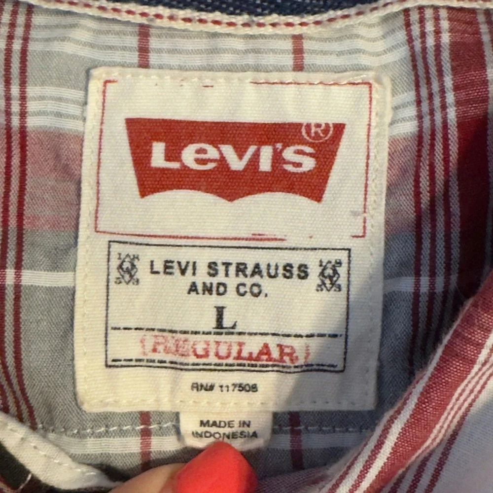 1724 | Levi's Plaid Western Pearl Snap Shirt Red Mens L